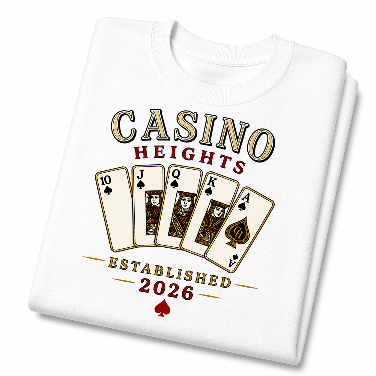 Casino Heights Royal Flush Crewneck Sweatshirt – White