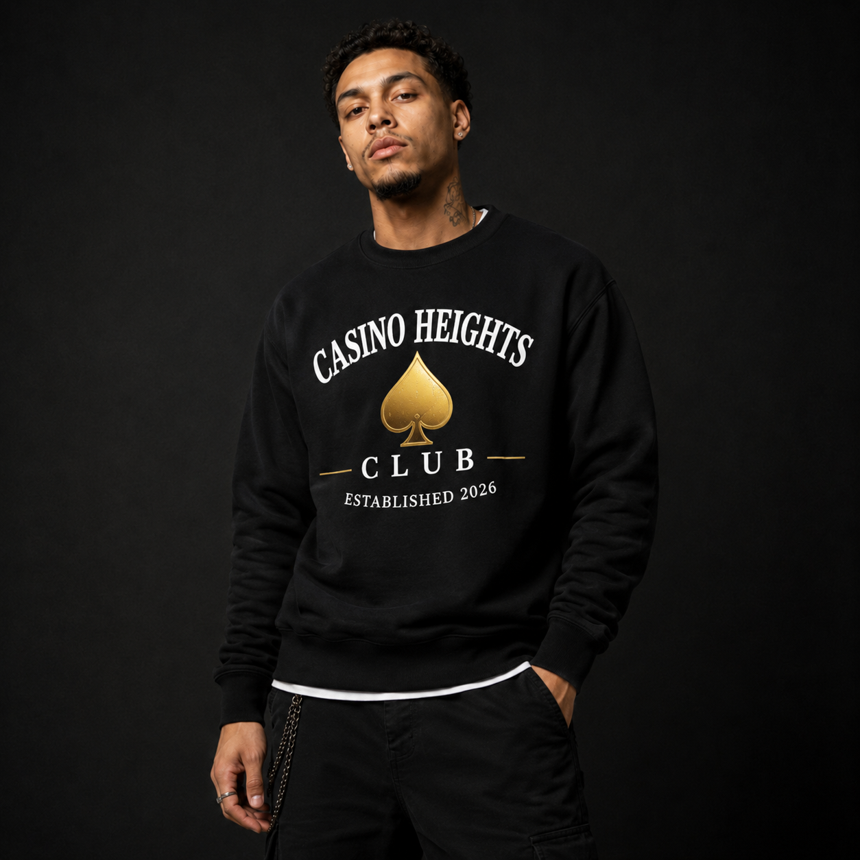 Black Casino Heights Club Crewneck Sweatshirt