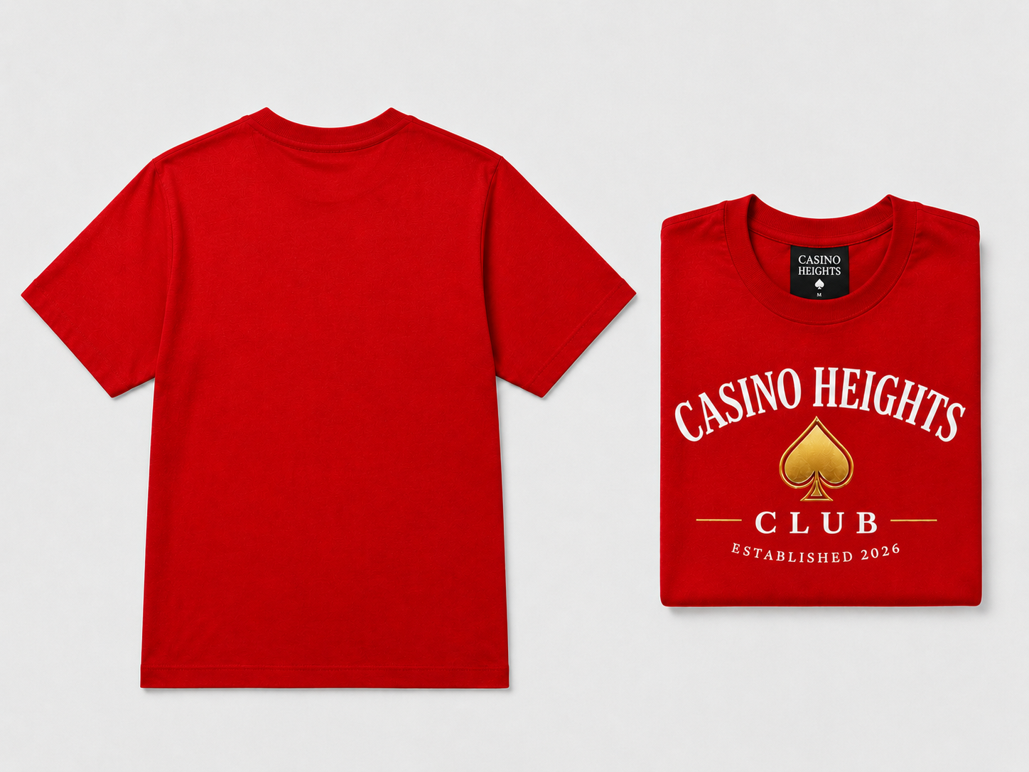 Casino Heights Club Red Gold Spade Graphic T-Shirt