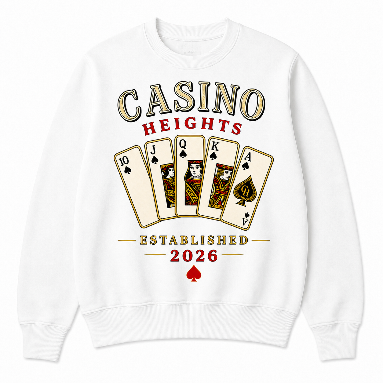 Casino Heights Royal Flush Crewneck Sweatshirt – White