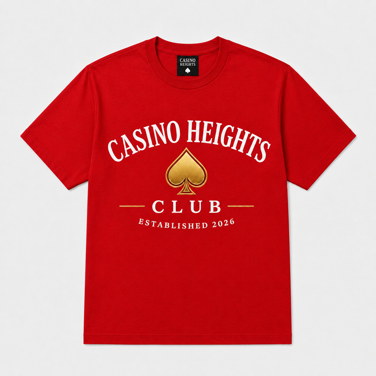 Casino Heights Club Red Gold Spade Graphic T-Shirt