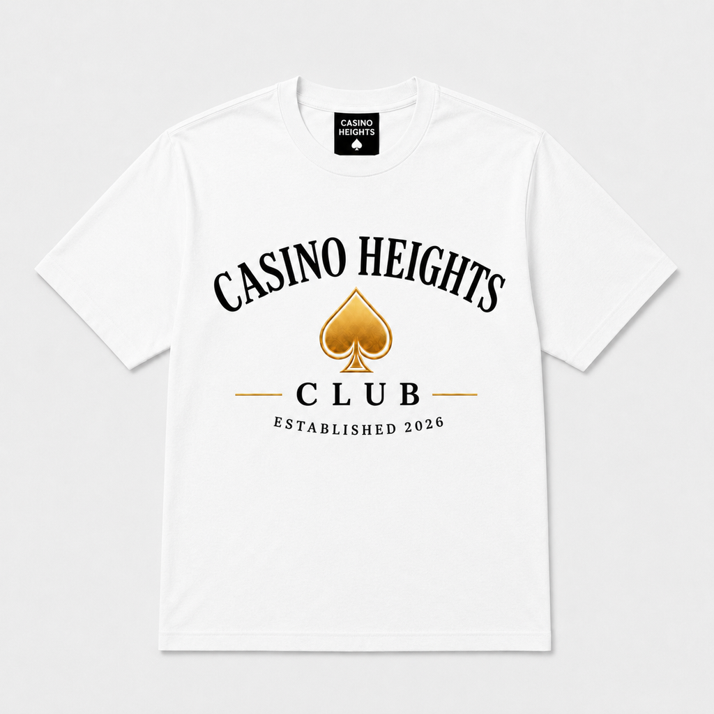 Casino Heights Club Gold Spade Graphic T-Shirt – White