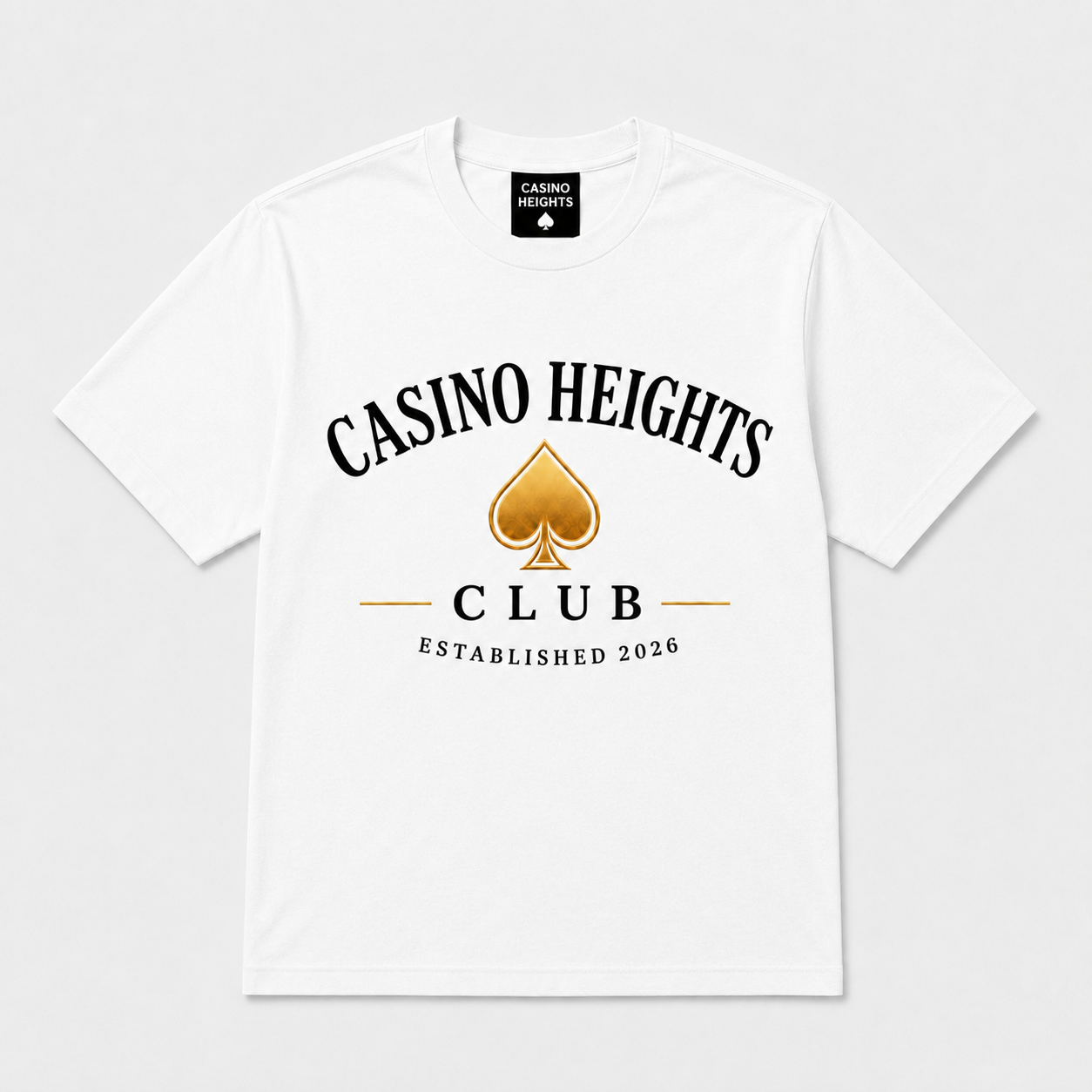 Casino Heights Club Gold Spade Graphic T-Shirt – White