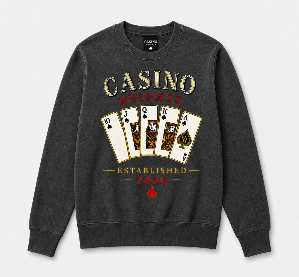 Casino Heights Royal Flush Crewneck Sweatshirt – charcoal