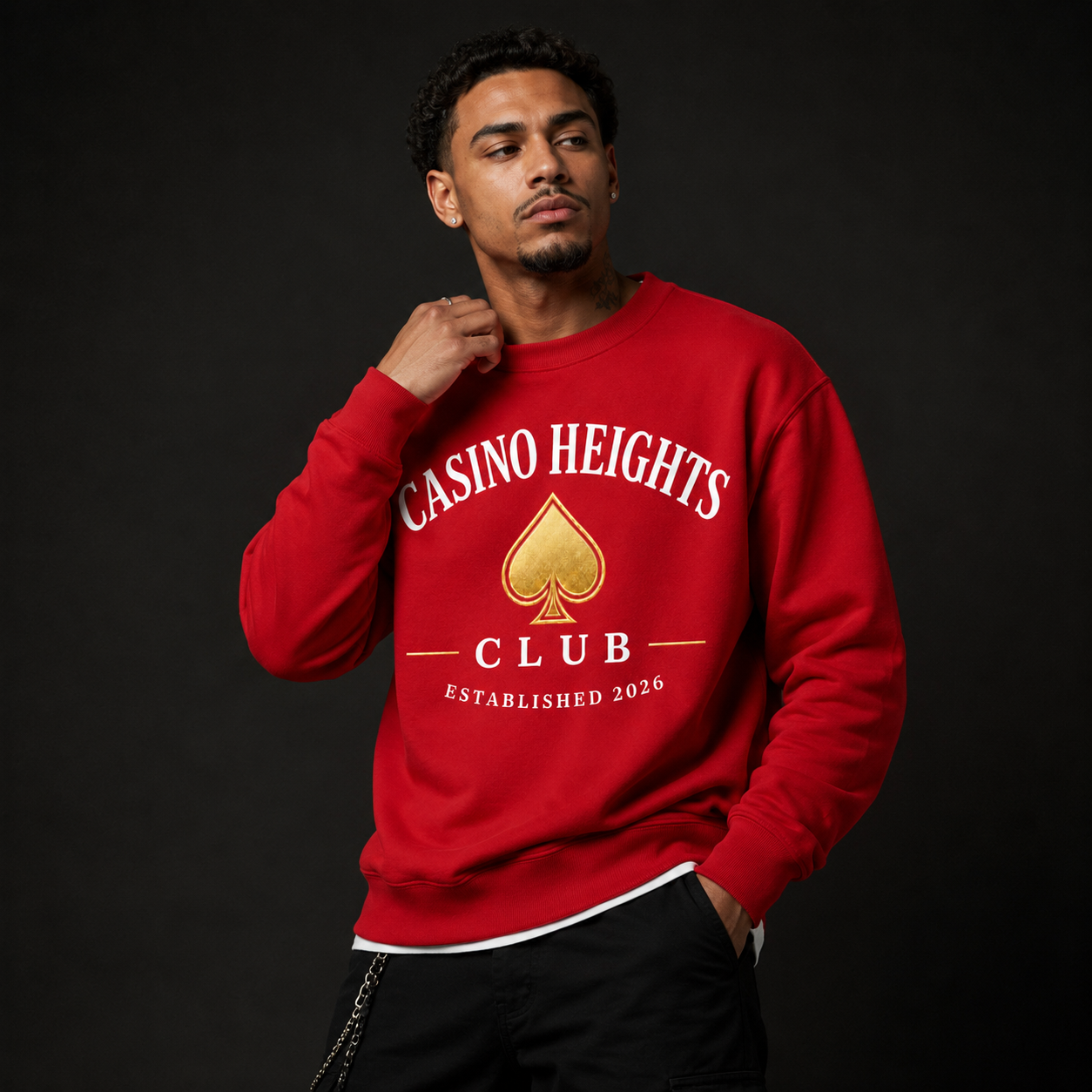 Red Casino Heights Club Crewneck Sweatshirt