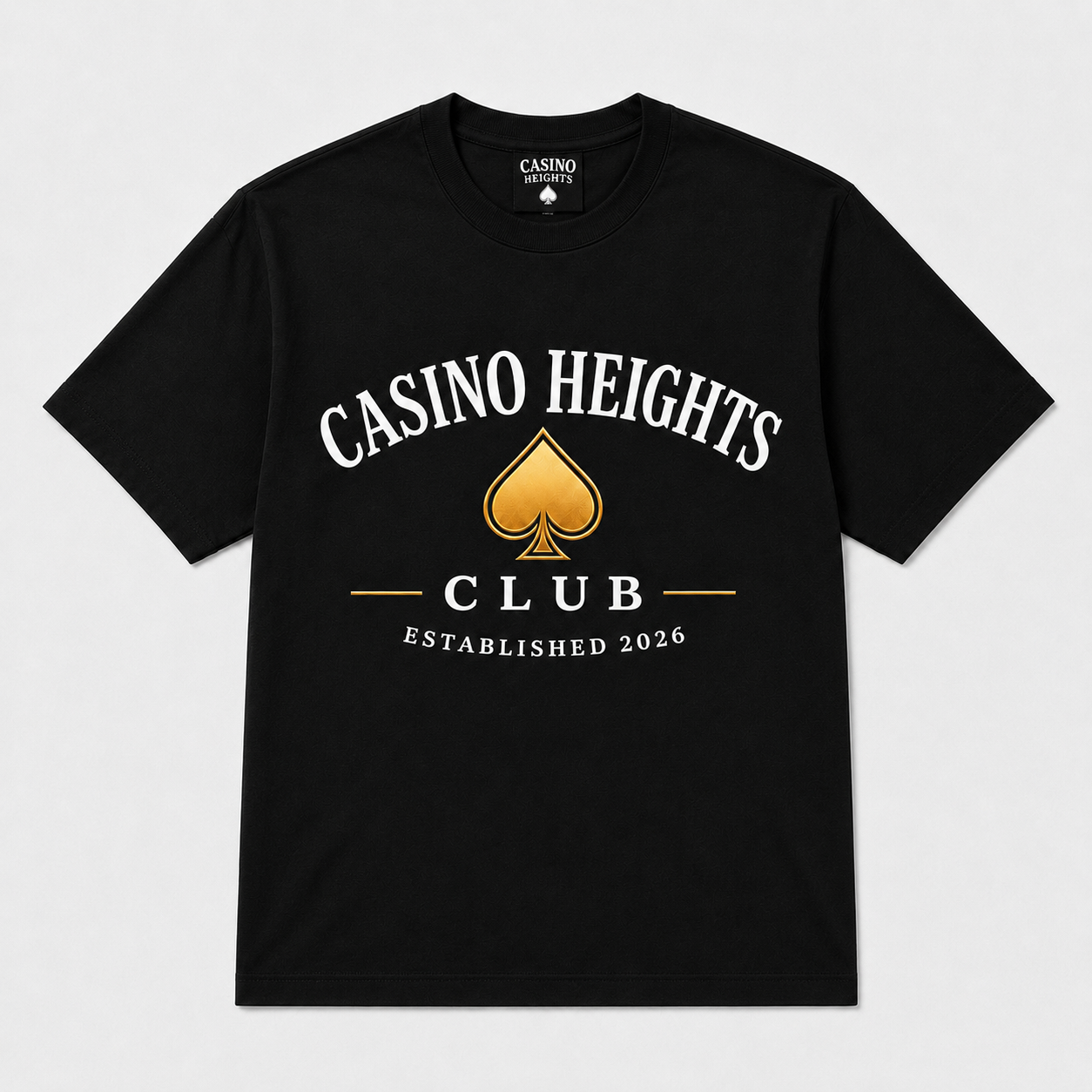 Casino Heights Club Gold Spade Graphic T-Shirt – Black
