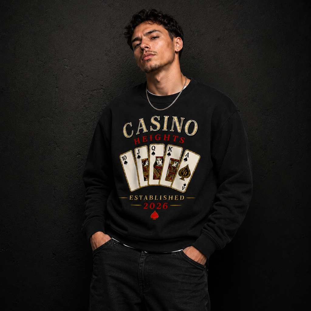 Casino Heights Royal Flush Crewneck Sweatshirt – Black