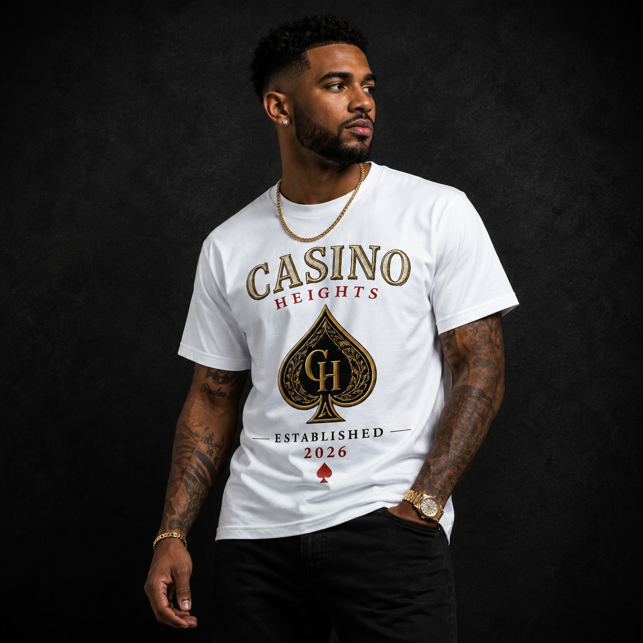 Casino Heights Established 2026 Graphic Tee – White