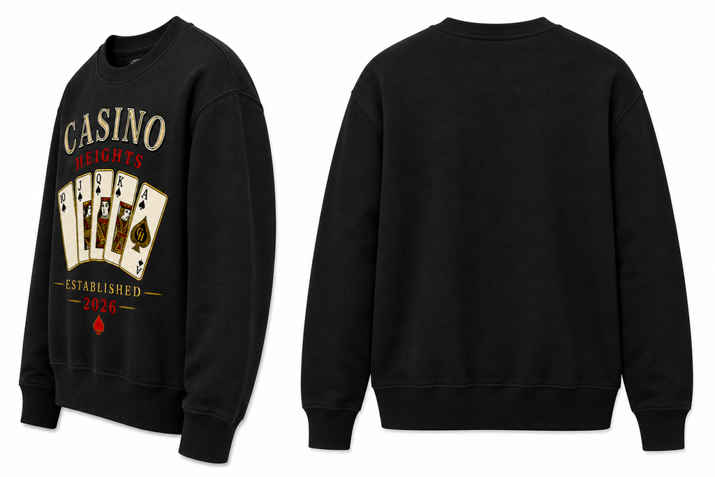 Casino Heights Royal Flush Crewneck Sweatshirt – Black