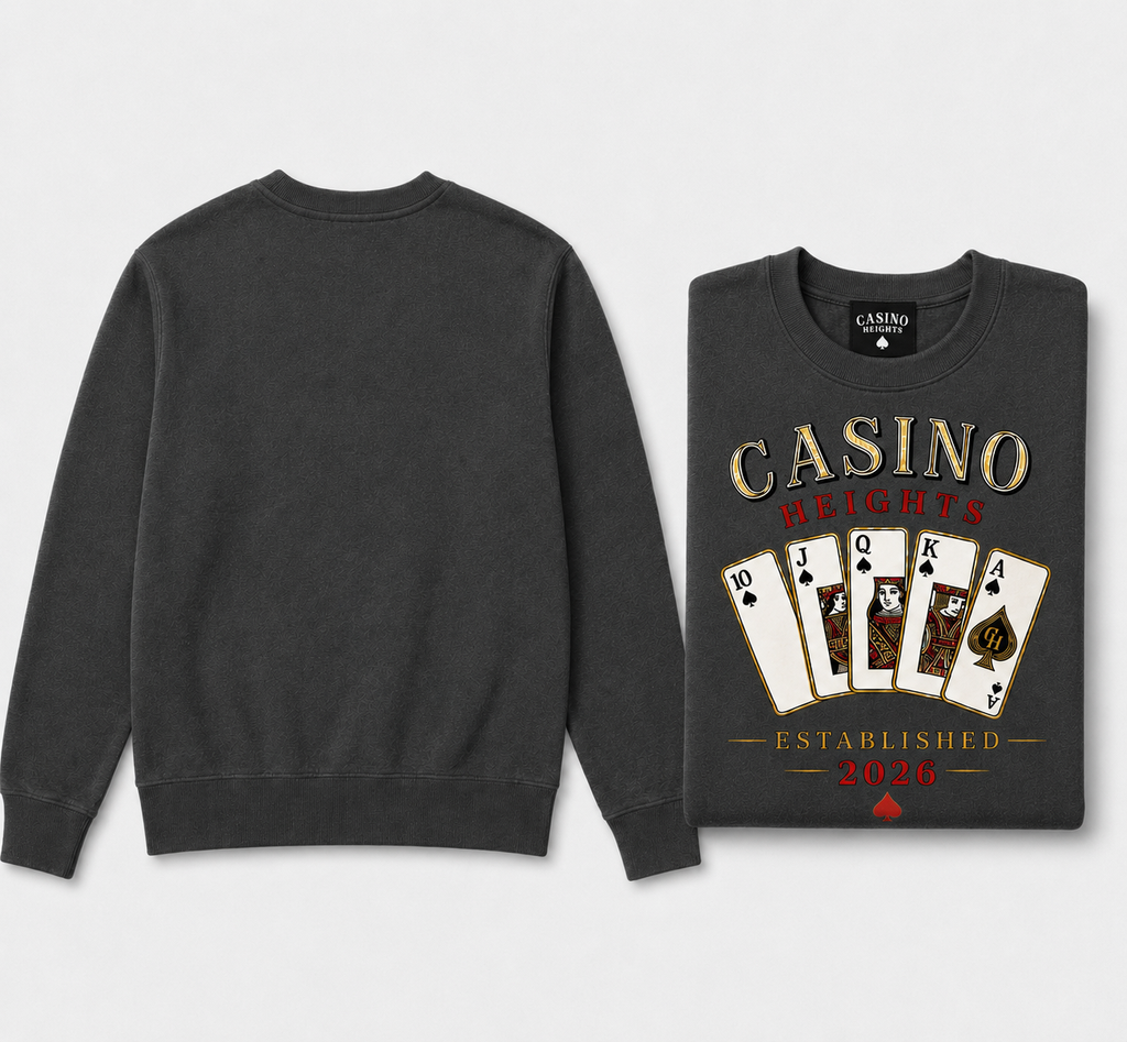 Casino Heights Royal Flush Crewneck Sweatshirt – charcoal
