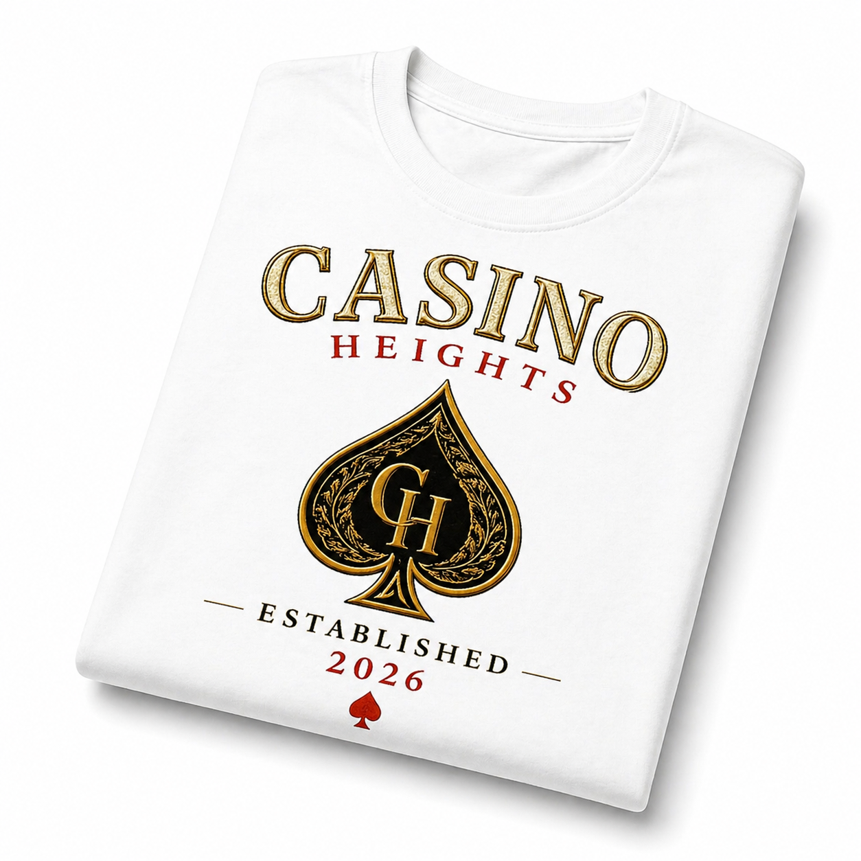 Casino Heights Established 2026 Graphic Tee – White
