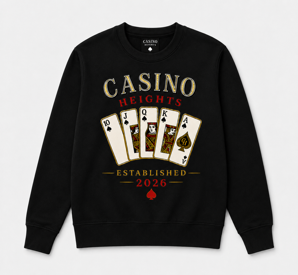 Casino Heights Royal Flush Crewneck Sweatshirt – Black