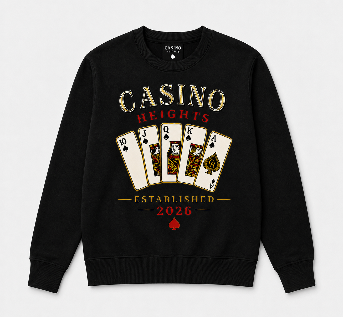 Casino Heights Royal Flush Crewneck Sweatshirt – Black
