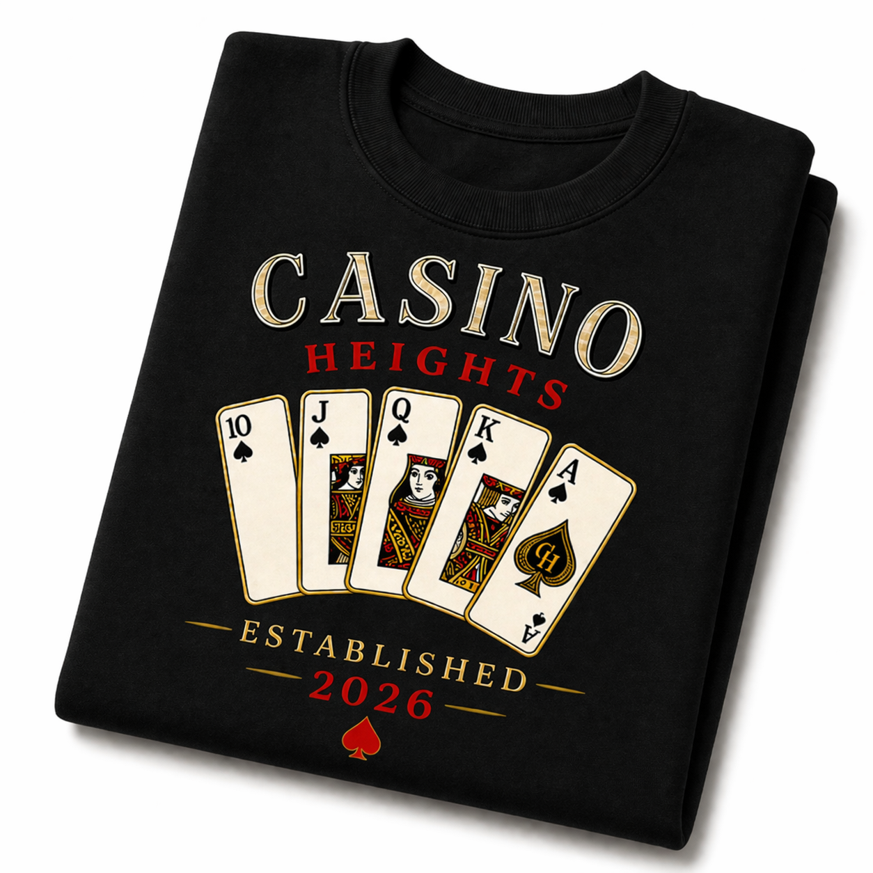 Casino Heights Royal Flush Crewneck Sweatshirt – Black