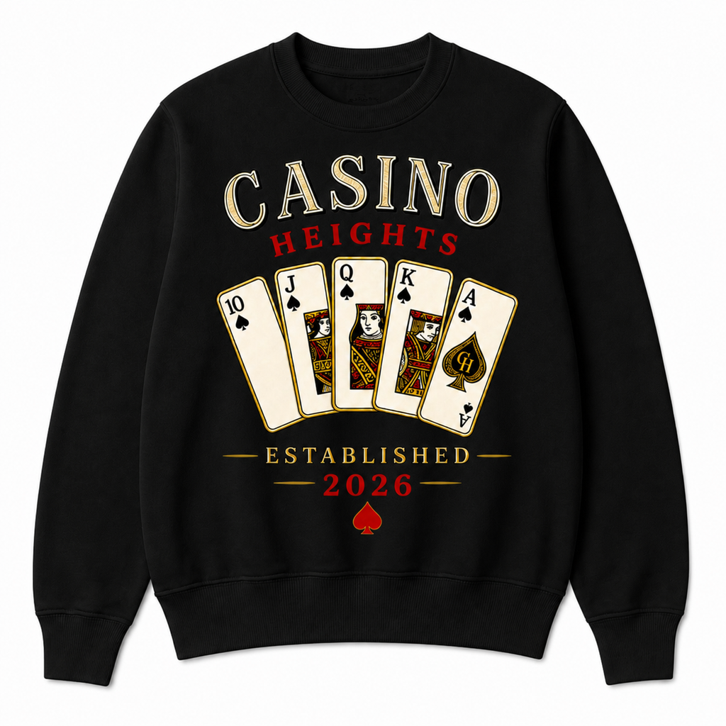 Casino Heights Royal Flush Crewneck Sweatshirt – Black