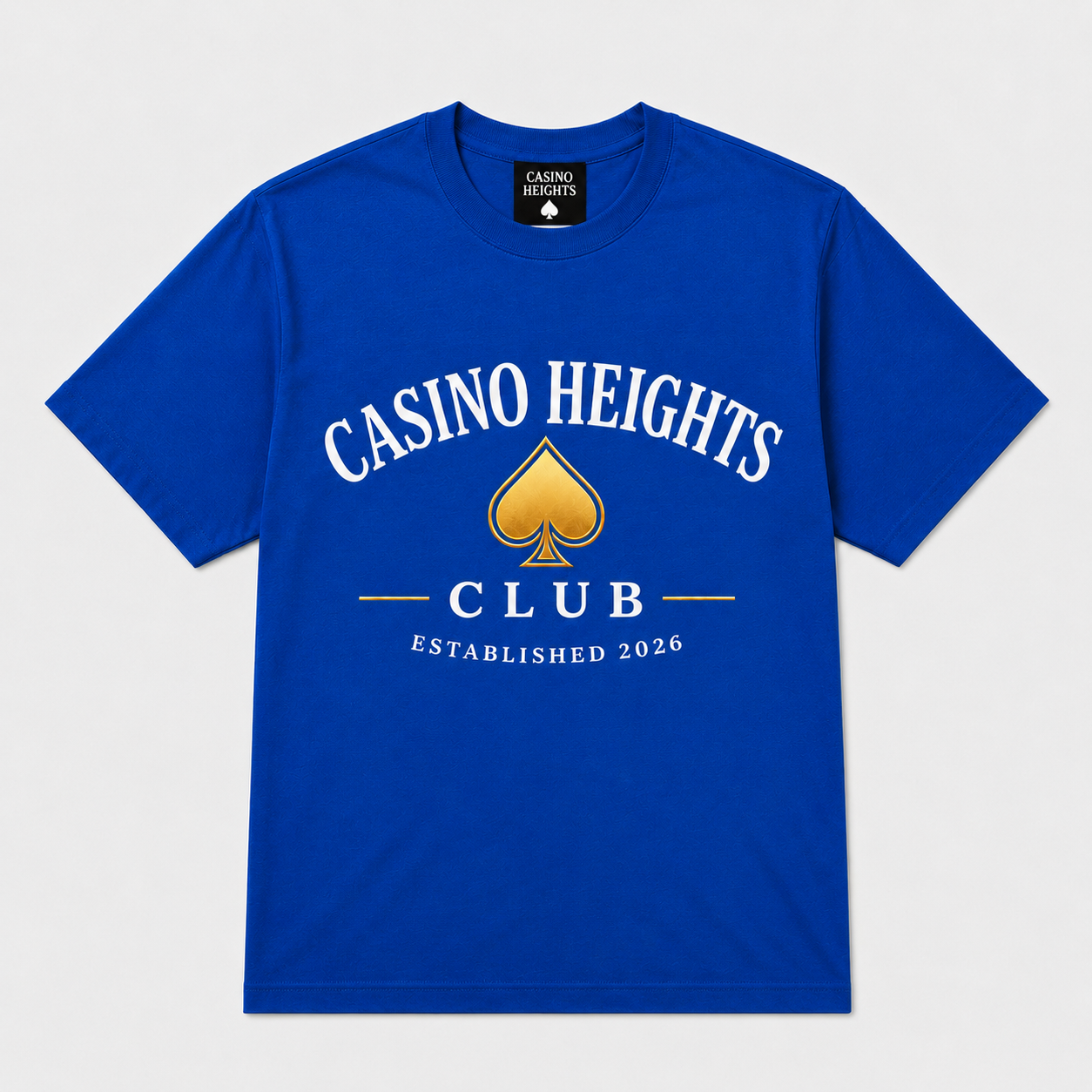 Casino Heights Club Royal Blue Gold Spade Graphic Tee
