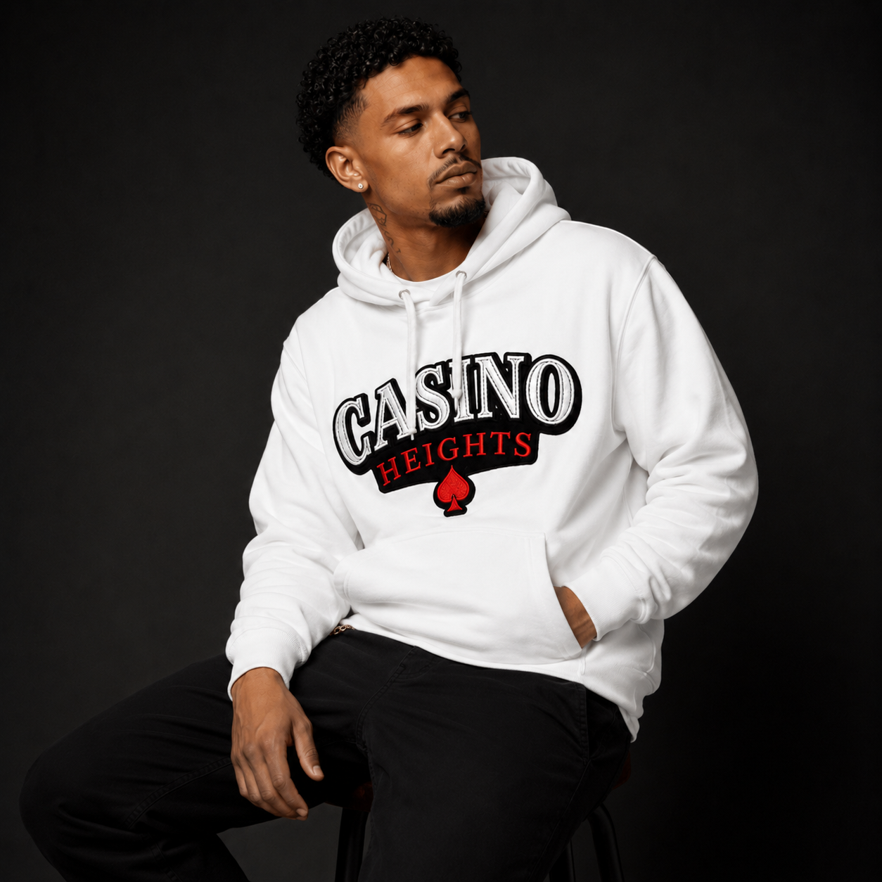 Casino Heights Classic Logo Hoodie – White