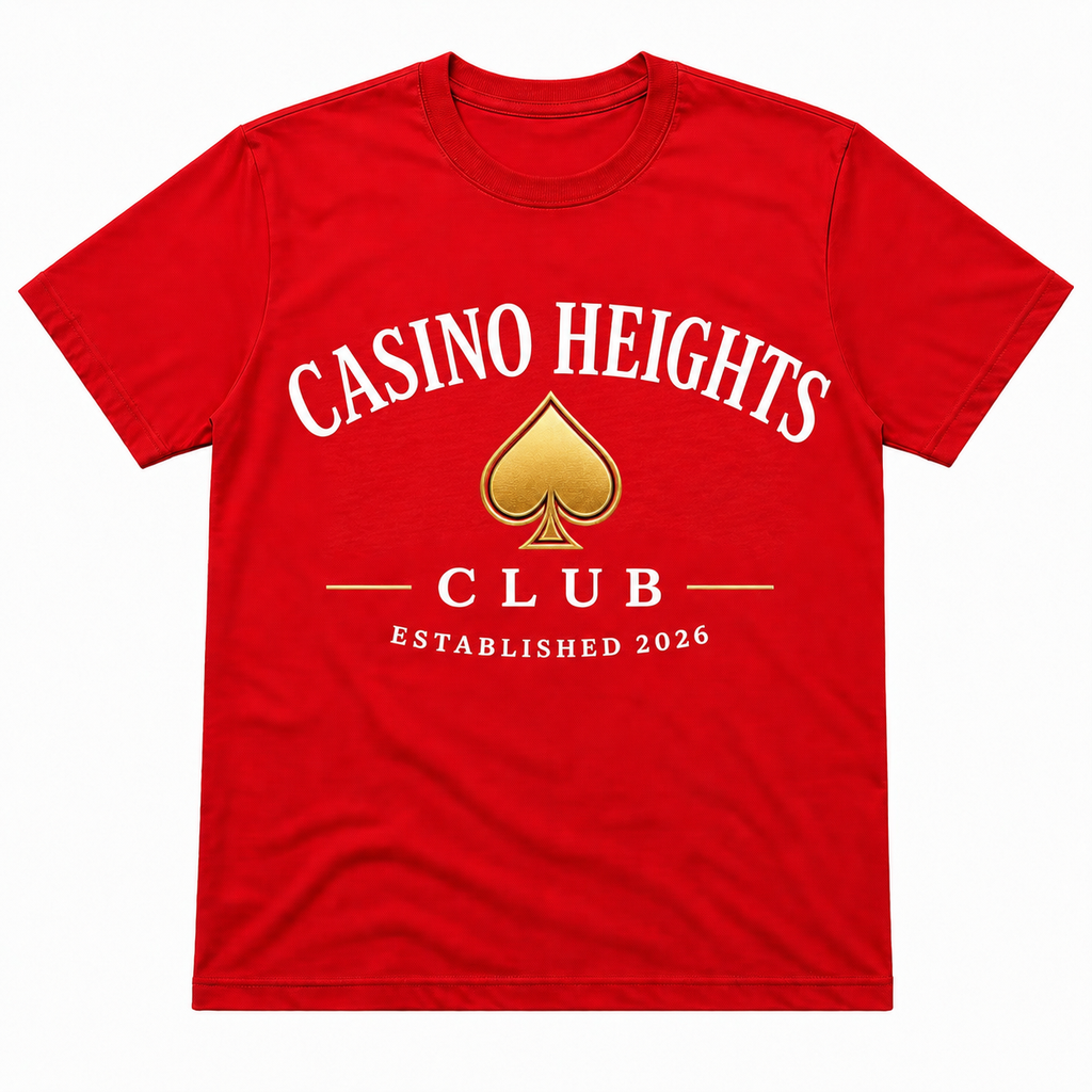 Casino Heights Club Red Gold Spade Graphic T-Shirt