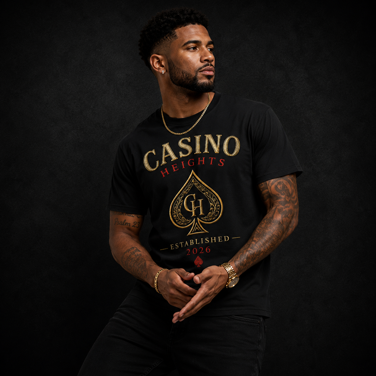 Casino Heights Established 2026 Graphic Tee – Black