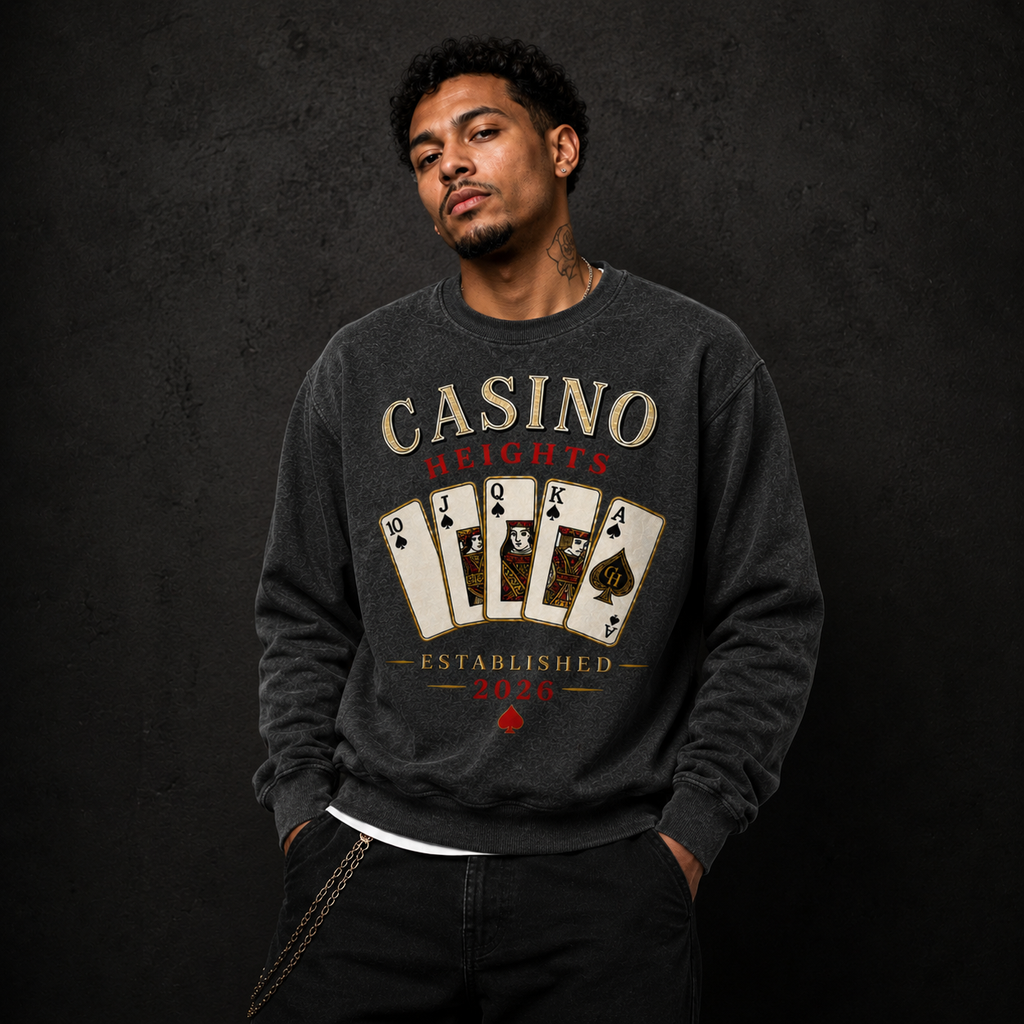 Casino Heights Royal Flush Crewneck Sweatshirt – charcoal