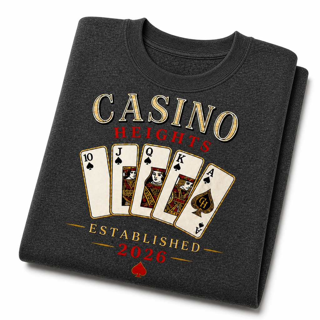 Casino Heights Royal Flush Crewneck Sweatshirt – charcoal