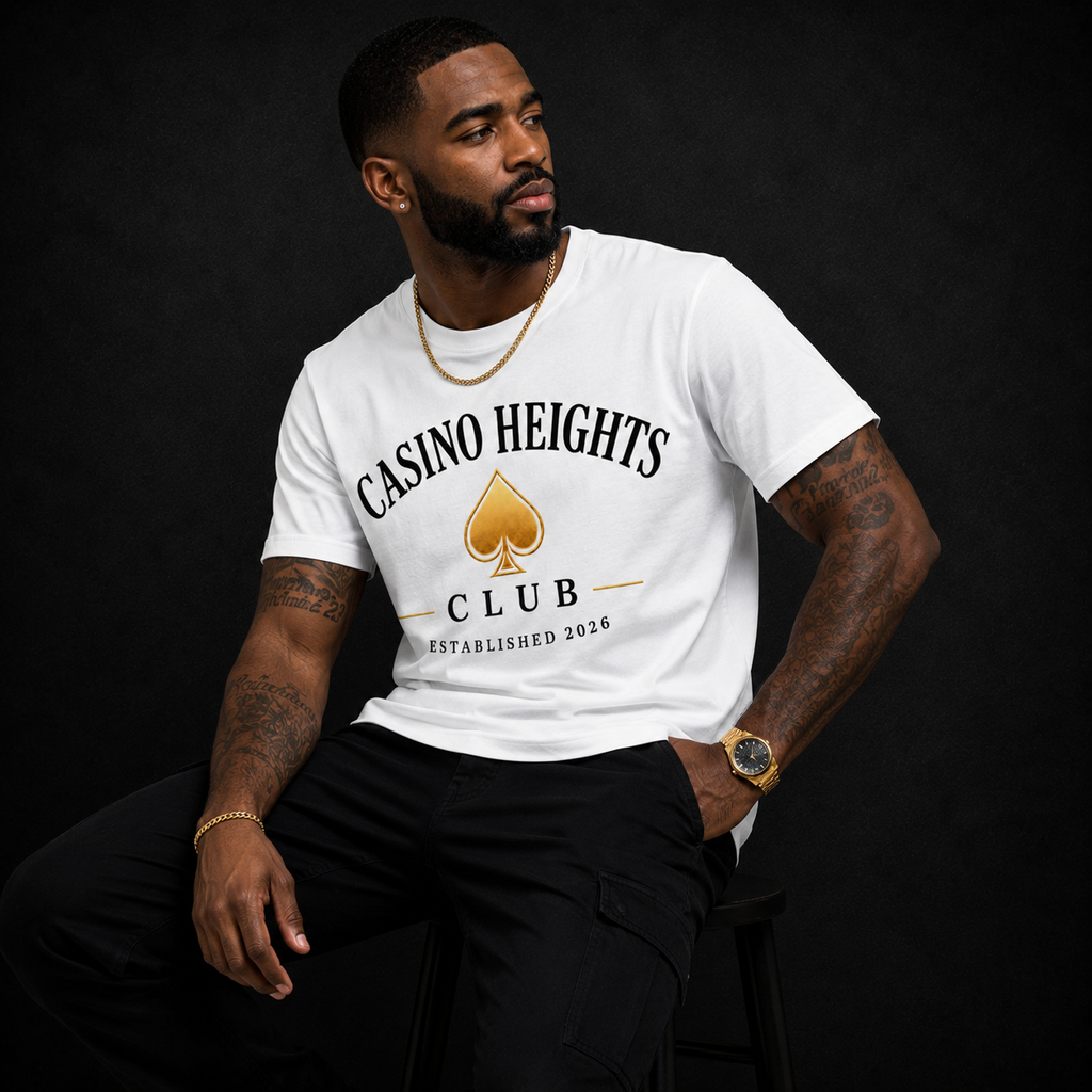 Casino Heights Club Gold Spade Graphic T-Shirt – White