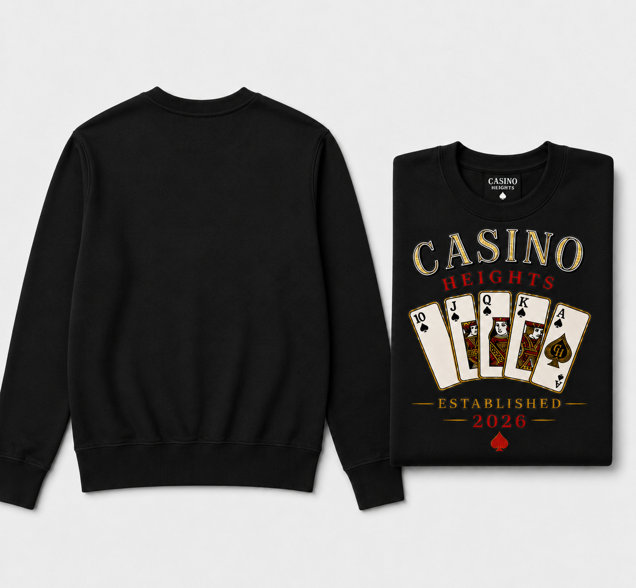Casino Heights Royal Flush Crewneck Sweatshirt – Black