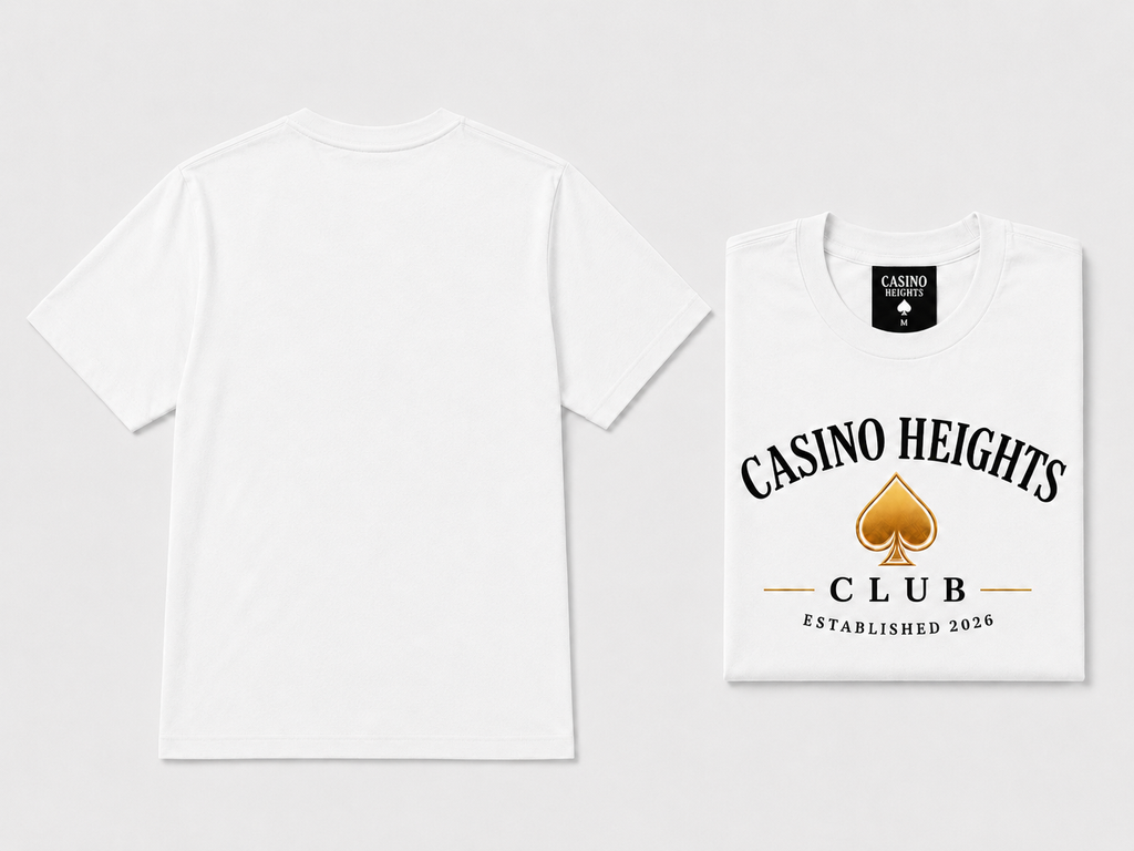 Casino Heights Club Gold Spade Graphic T-Shirt – White